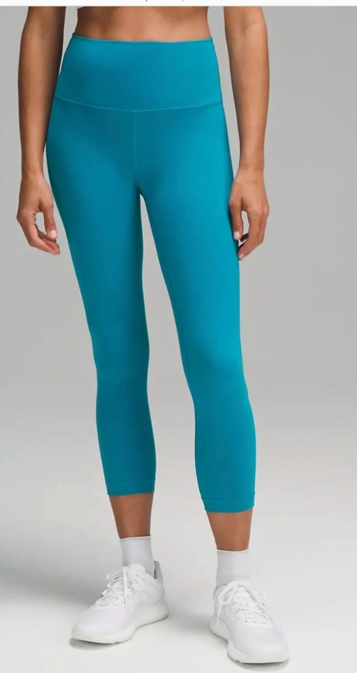 Lululemon Wunder Train High Rise Crop Leggings Teal 23"